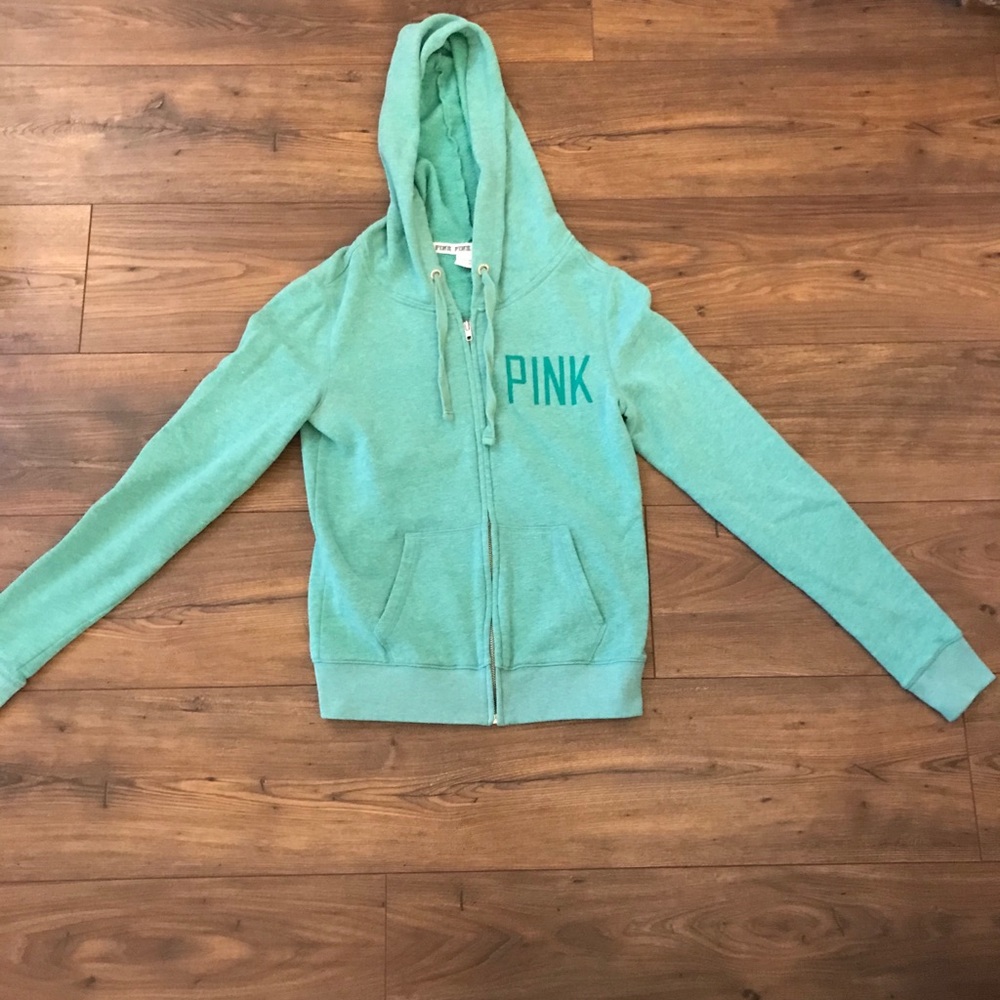 ✨Victoria’s Secret PINK Green Zipup Hoodie Sz XS